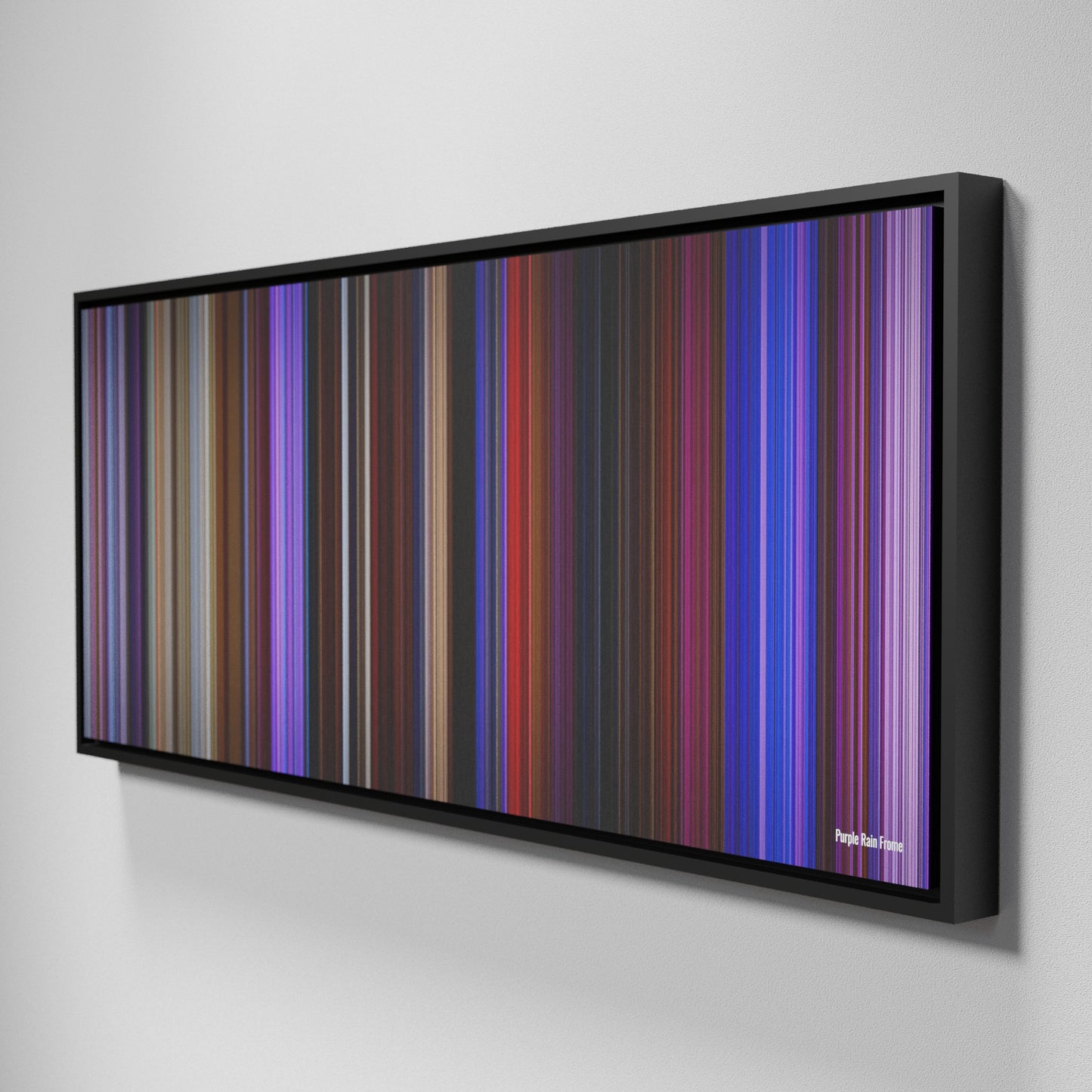 Side view of Framed Buff's of Purple Rain Frome on the wall