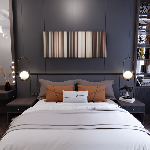 Bedroom interior with Jarhead Frome on the wall