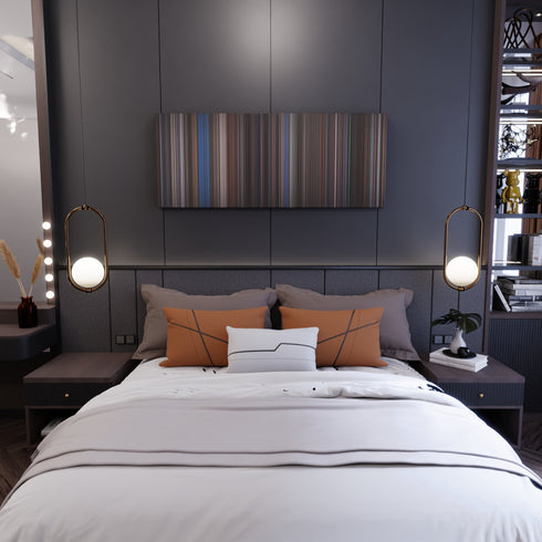 Bedroom interior with The Adventures of Buckaroo Banzai Across the 8th Dimension Frome on the wall