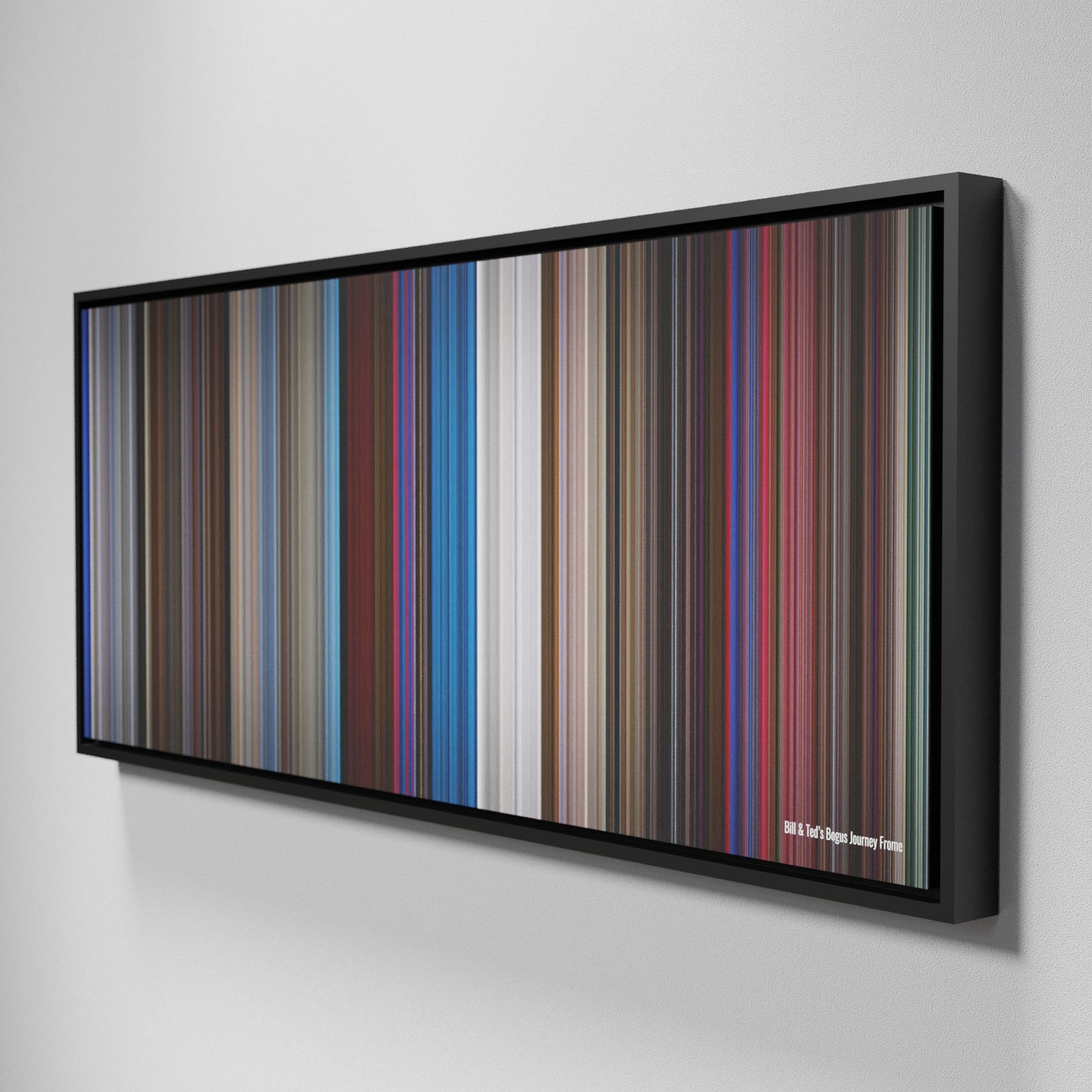 Side view of Framed Buff's of Bill & Ted's Bogus Journey Frome on the wall