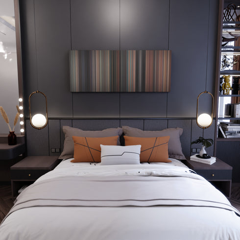 Bedroom interior with Thelma & Louise Frome on the wall