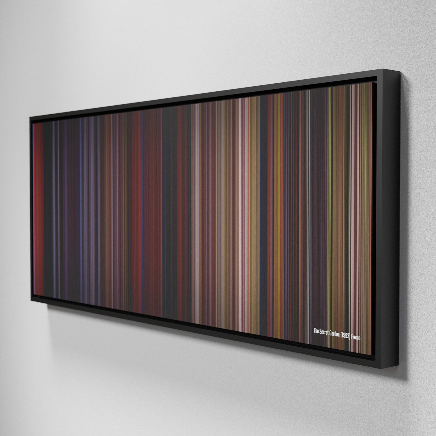 Side view of Framed Buff's of The Secret Garden Frome on the wall