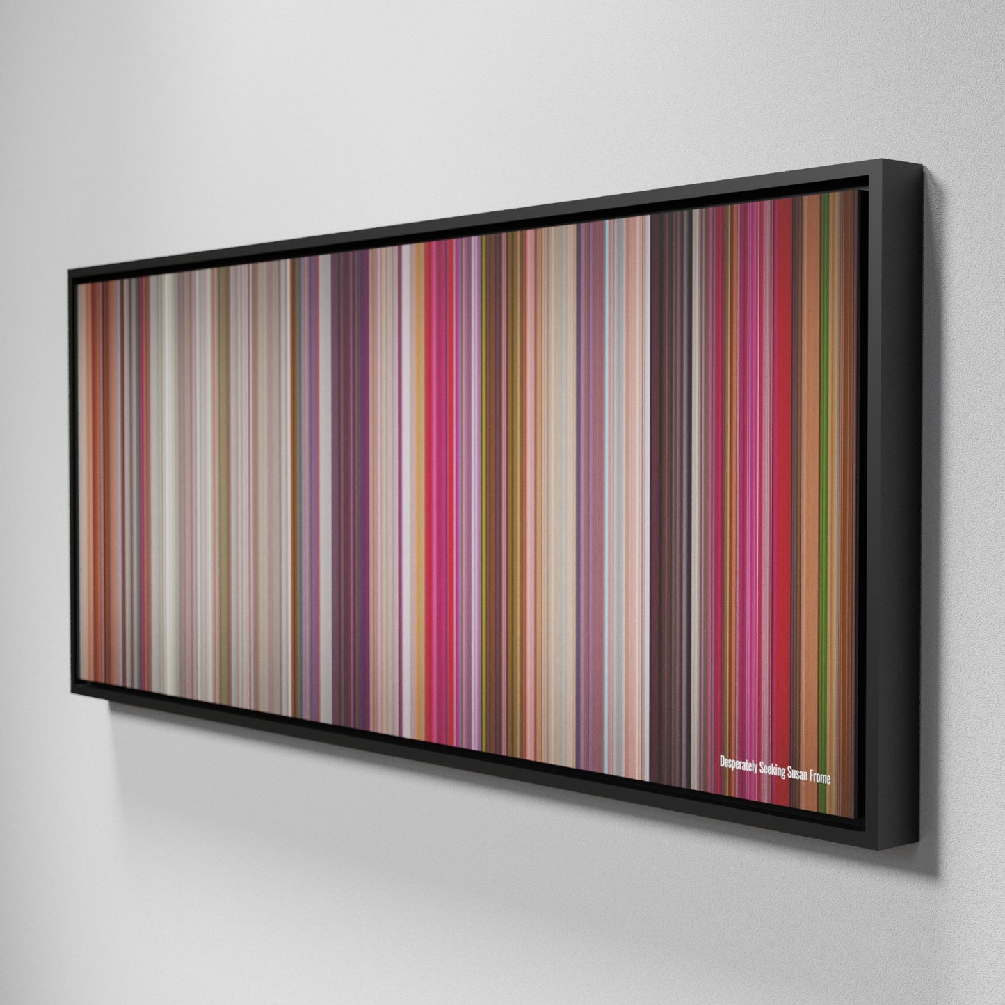 Side view of Framed Buff's of Desperately Seeking Susan Frome on the wall