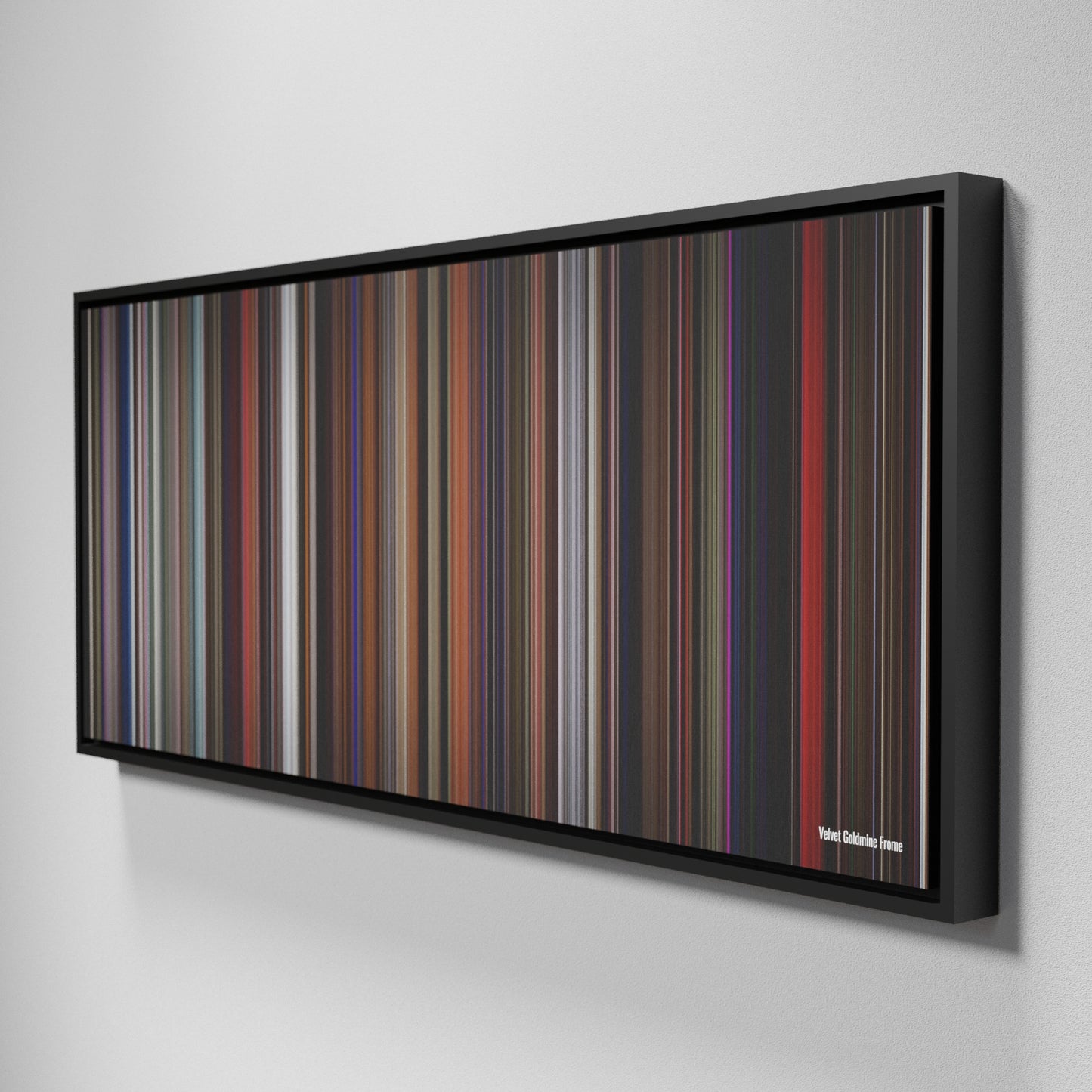 Side view of Framed Buff's of Velvet Goldmine Frome on the wall