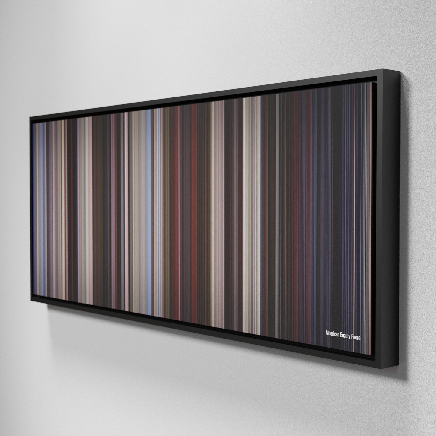 Side view of Framed Buff's of American Beauty Frome on the wall