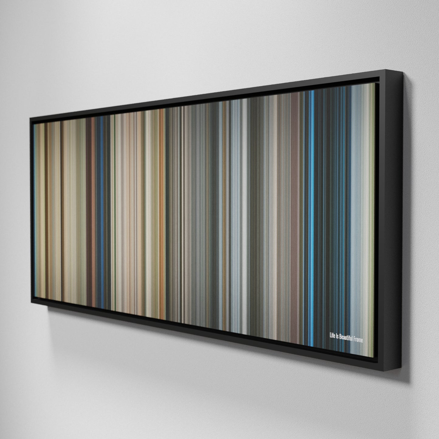 Side view of Framed Buff's of Life Is Beautiful Frome on the wall