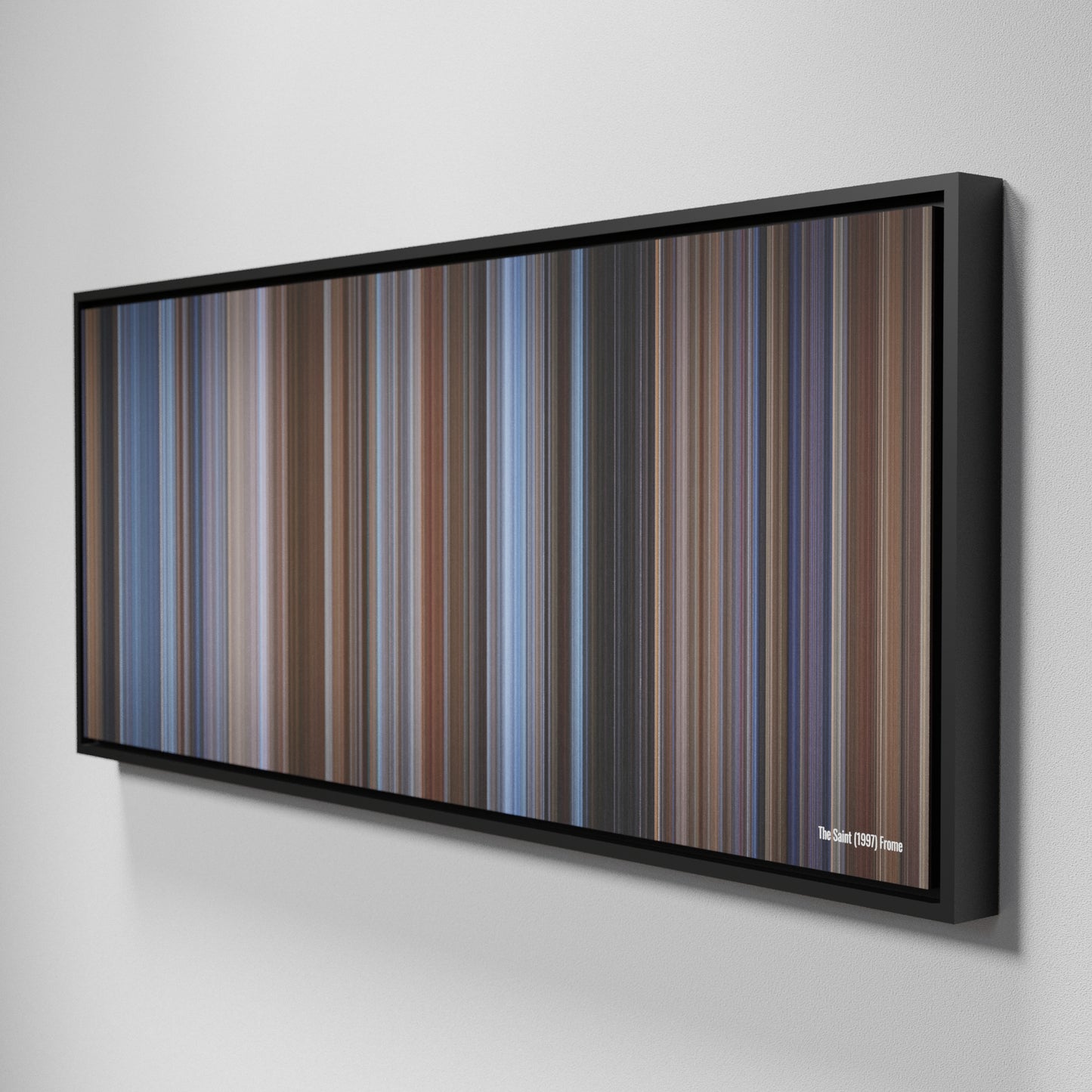 Side view of Framed Buff's of The Saint Frome on the wall