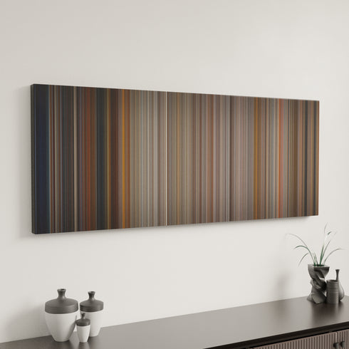 Speed canvas art in modern interior - movie color palette