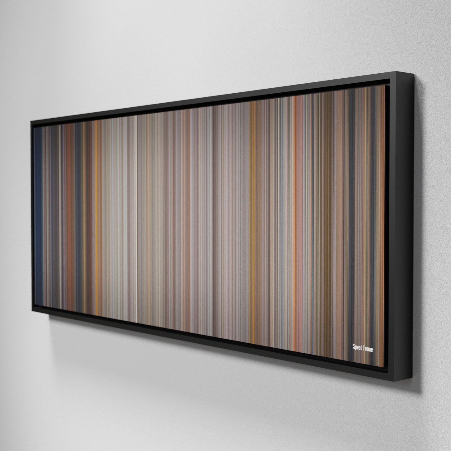 Side view of Framed Buff's of Speed Frome on the wall