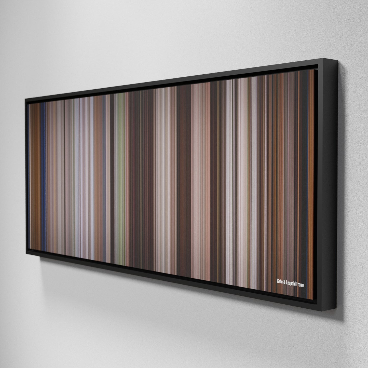 Side view of Framed Buff's of Kate & Leopold Frome on the wall