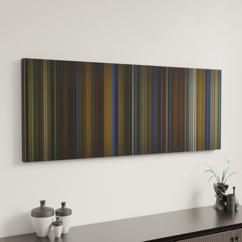 Birdman canvas art in modern interior - movie color palette