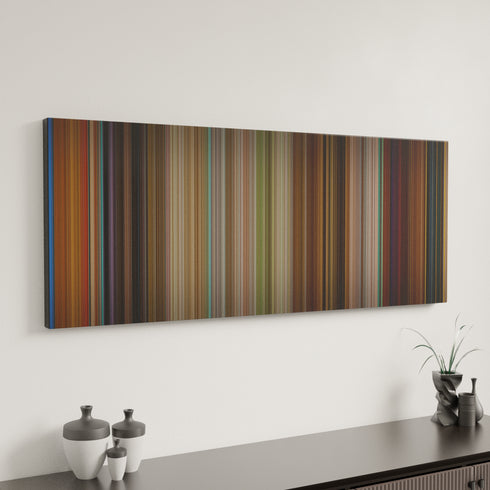 Enchanted canvas art in modern interior - movie color palette