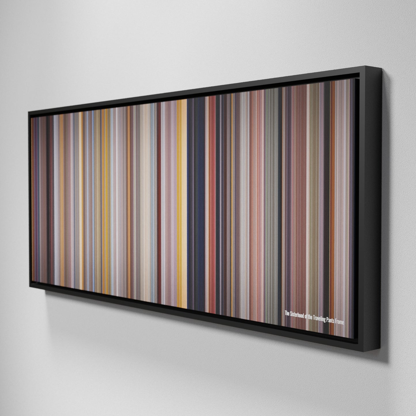 Side view of Framed Buff's of The Sisterhood of the Traveling Pants Frome on the wall