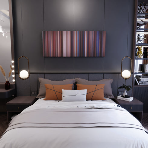 Bedroom interior with Mars Attacks! Frome on the wall