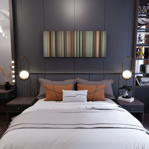 Bedroom interior with Out Of Africa Frome on the wall