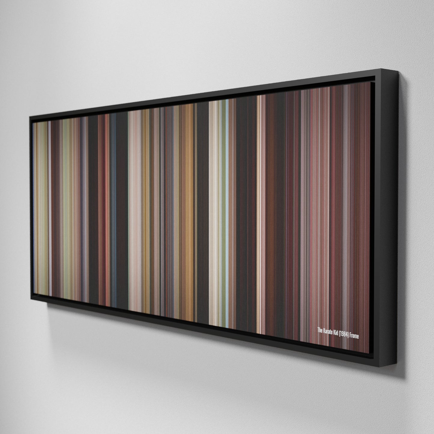 Side view of Framed Buff's of The Karate Kid Frome (1984) on the wall