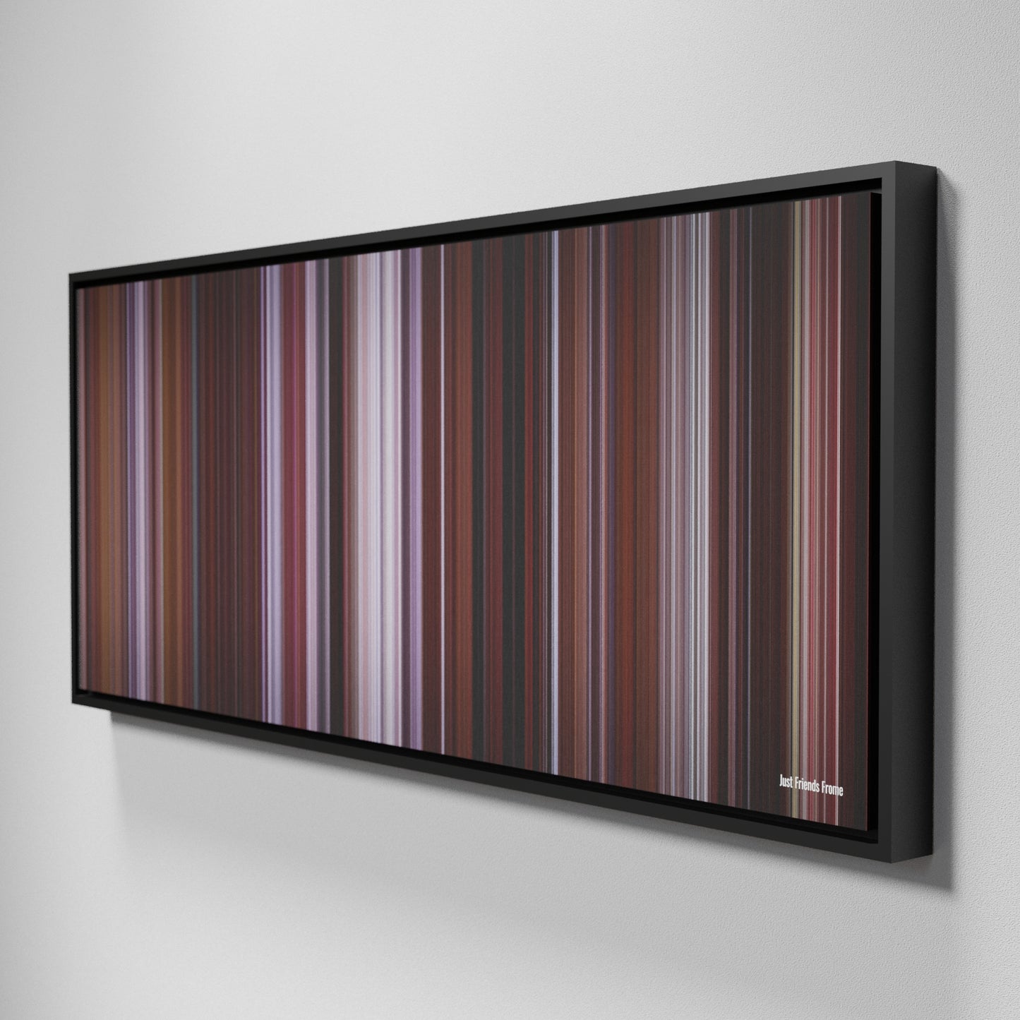 Side view of Framed Buff's of Just Friends Frome on the wall