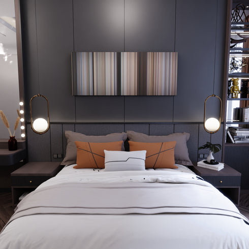 Bedroom interior with Mad Max 2: The Road Warrior Frome on the wall