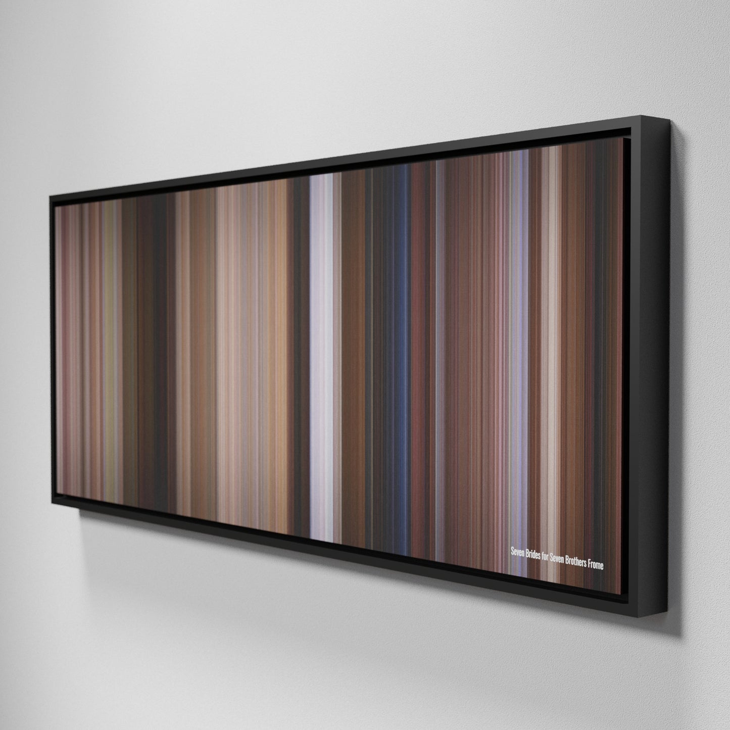 Side view of Framed Buff's of Seven Brides for Seven Brothers Frome on the wall