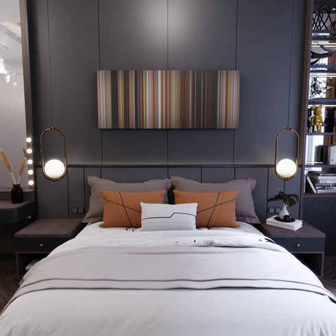 Bedroom interior with Secondhand Lions Frome on the wall