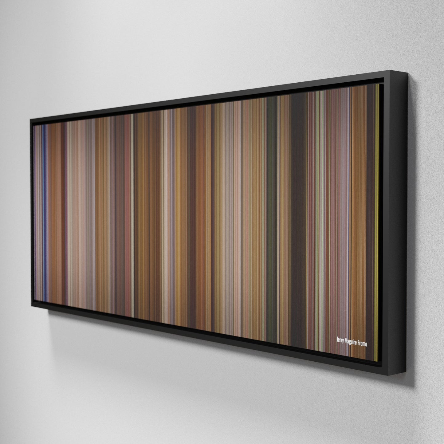 Side view of Framed Buff's of Jerry Maguire Frome on the wall