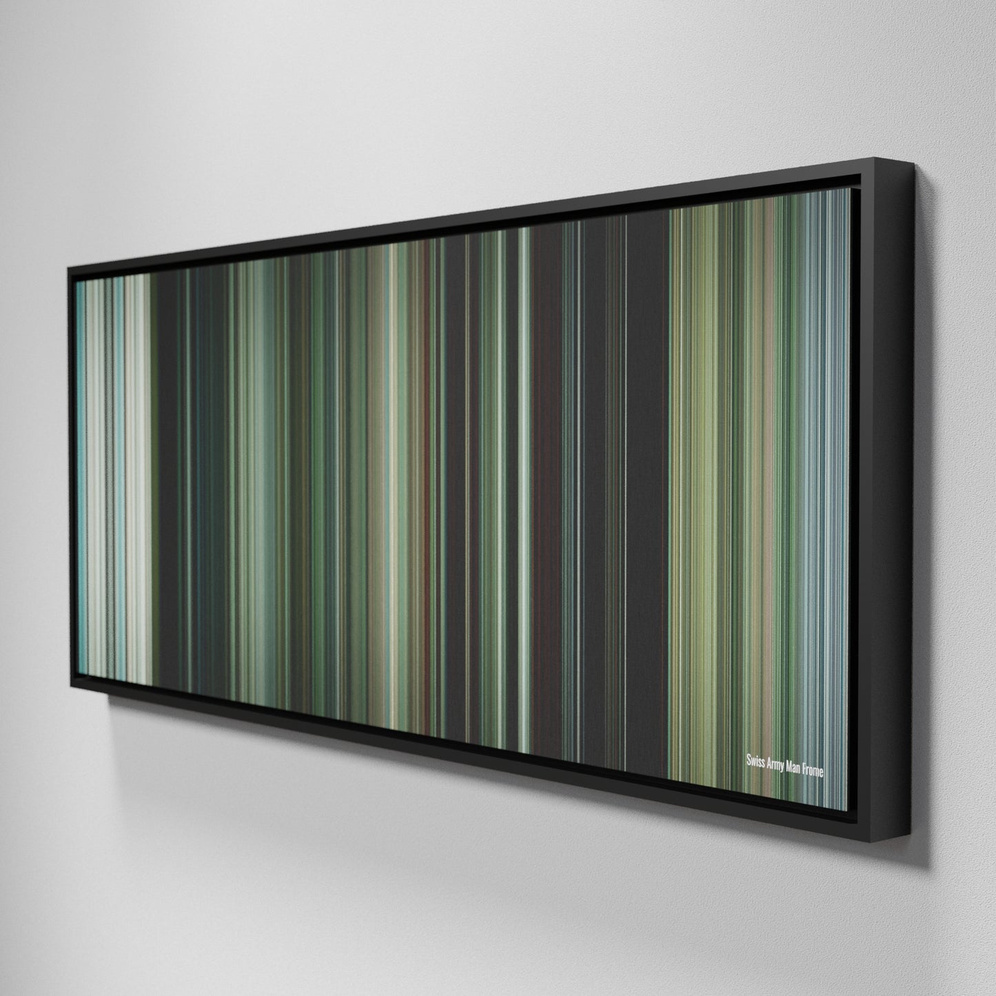 Side view of Framed Buff's of Swiss Army Man Frome on the wall