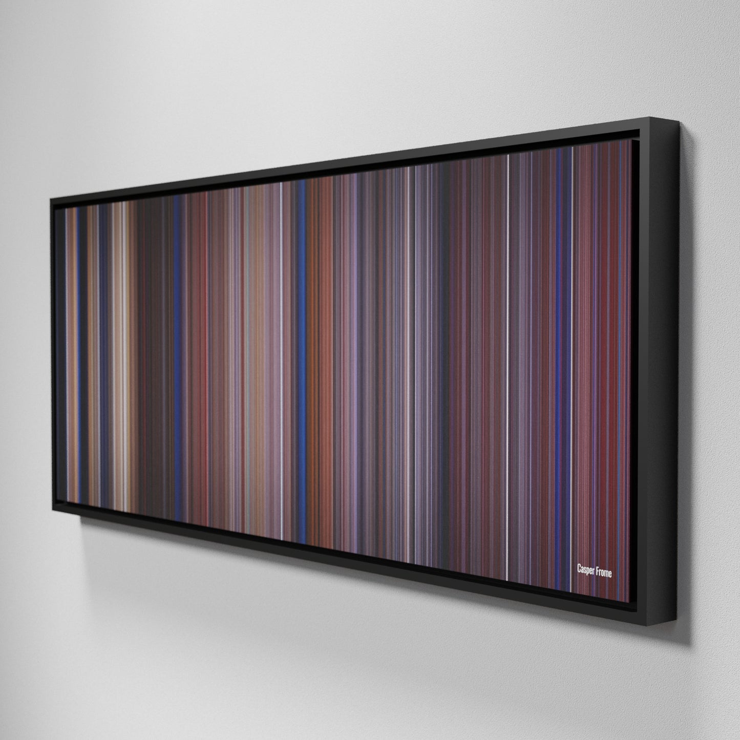 Side view of Framed Buff's of Casper Frome on the wall