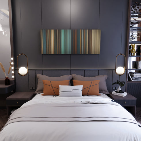 Bedroom interior with 300: Rise of an Empire Frome on the wall