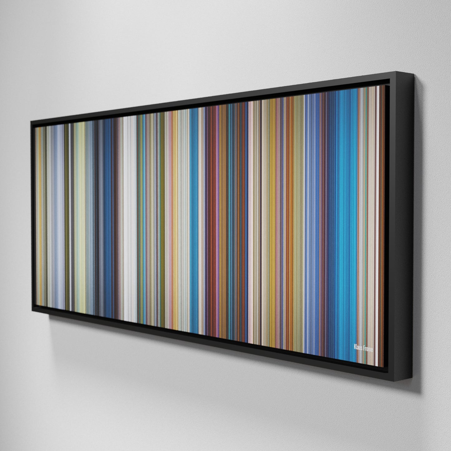 Side view of Framed Buff's of Klaus Frome on the wall