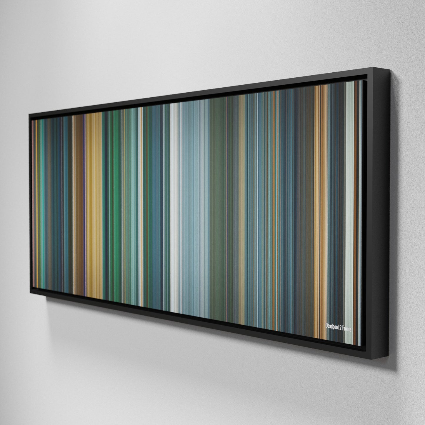 Side view of Framed Buff's of Deadpool 2 Frome on the wall