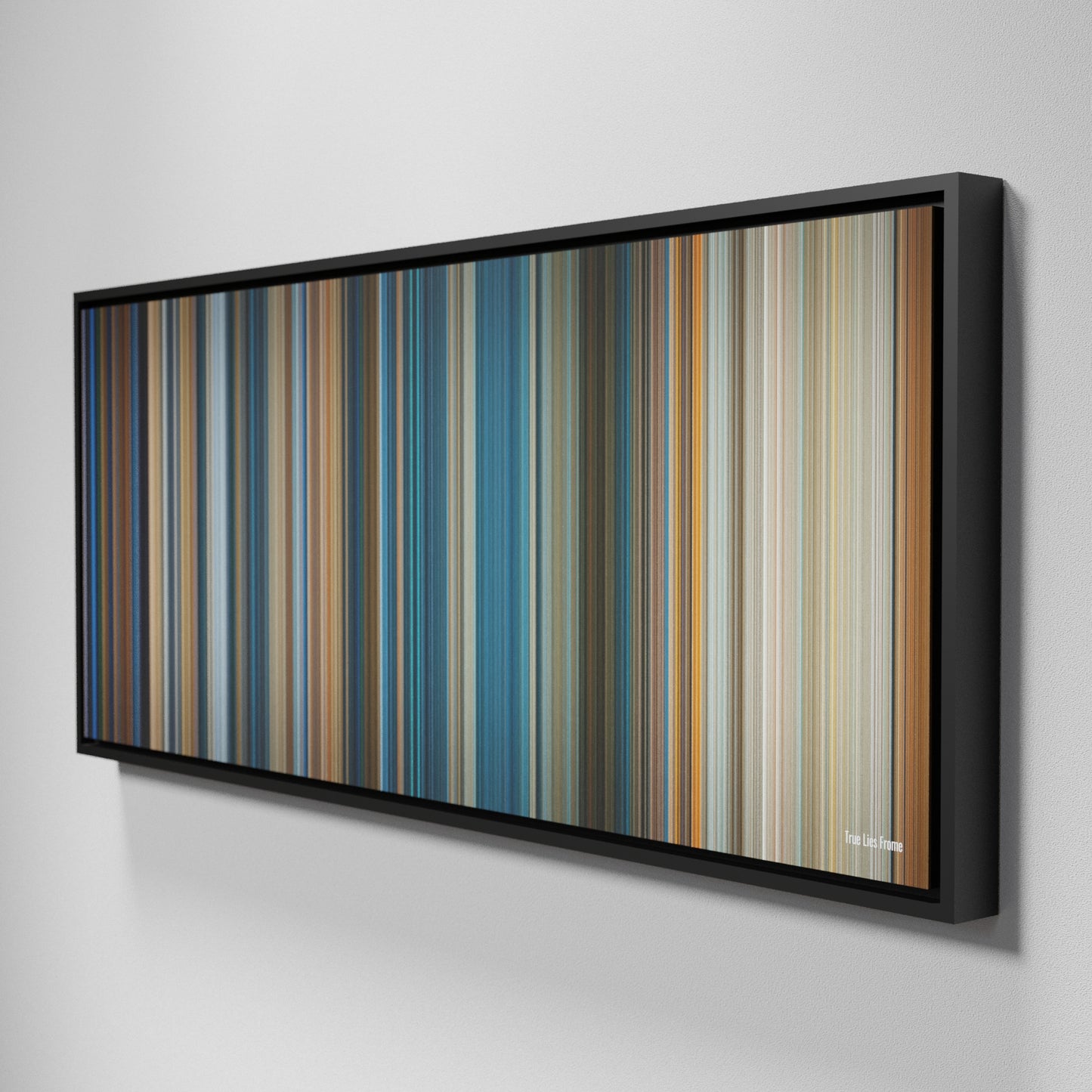 Side view of Framed Buff's of True Lies Frome on the wall