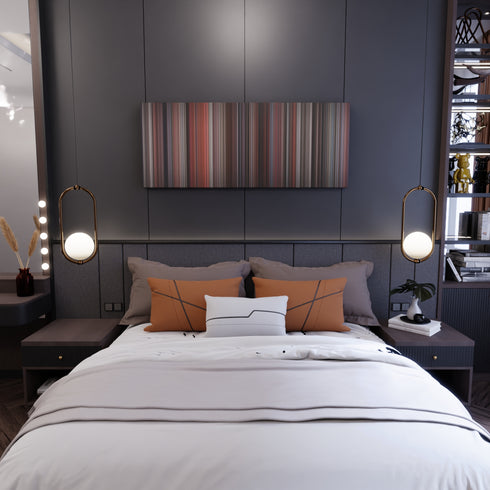 Bedroom interior with Beat Street Frome on the wall