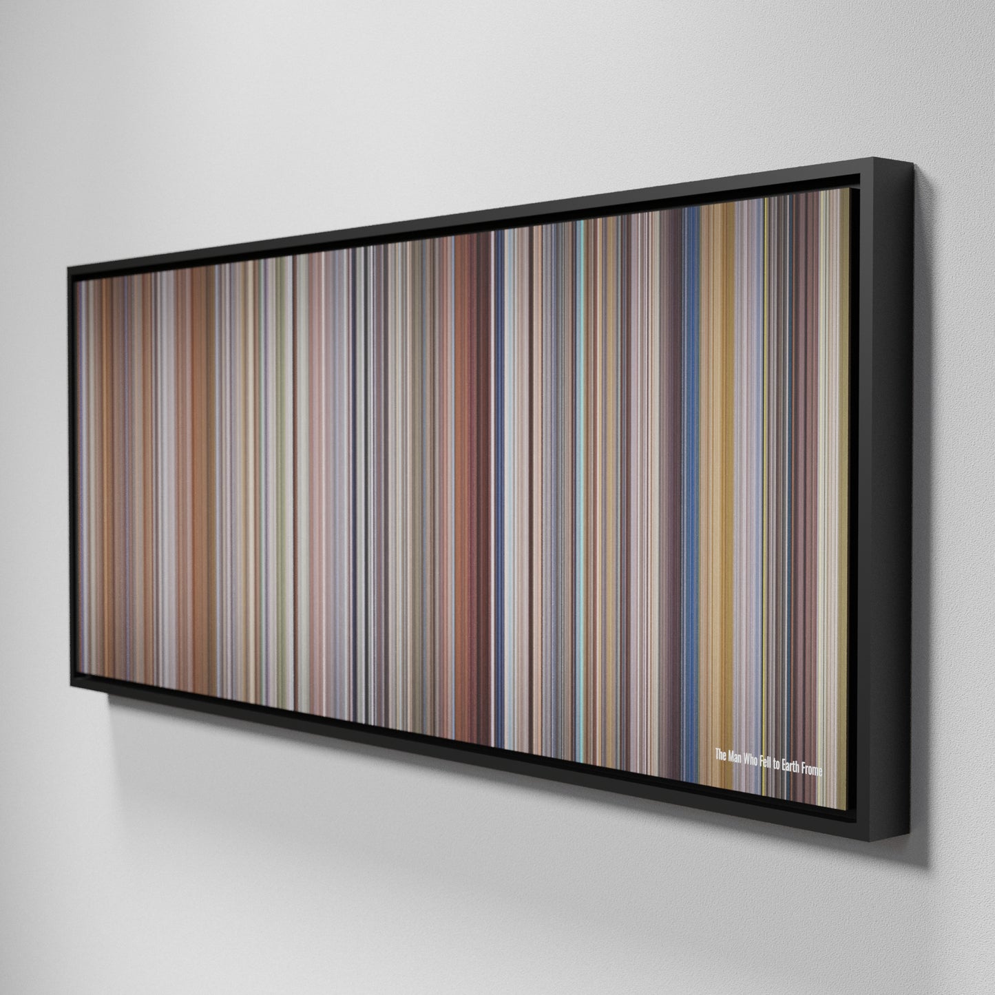 Side view of Framed Buff's of The Man Who Fell to Earth Frome on the wall