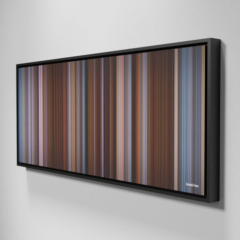 Side view of Framed Buff's of Derailed Frome on the wall