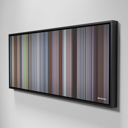 Side view of Framed Buff's of About a Boy Frome on the wall