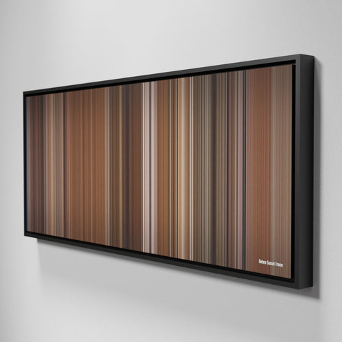 Side view of Framed Buff's of Before Sunset Frome on the wall