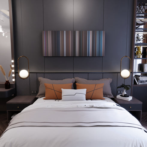 Bedroom interior with Thunderball Frome on the wall