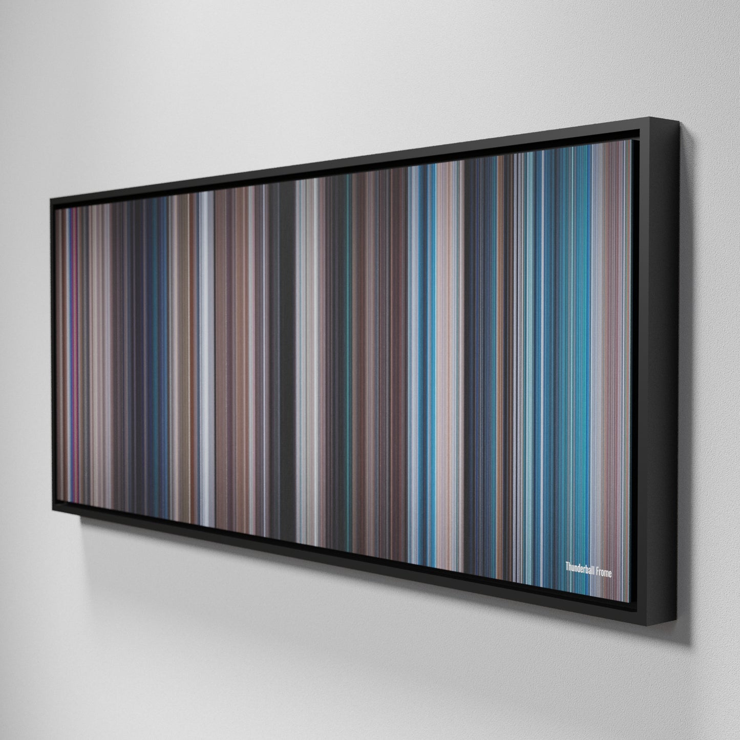 Side view of Framed Buff's of Thunderball Frome on the wall