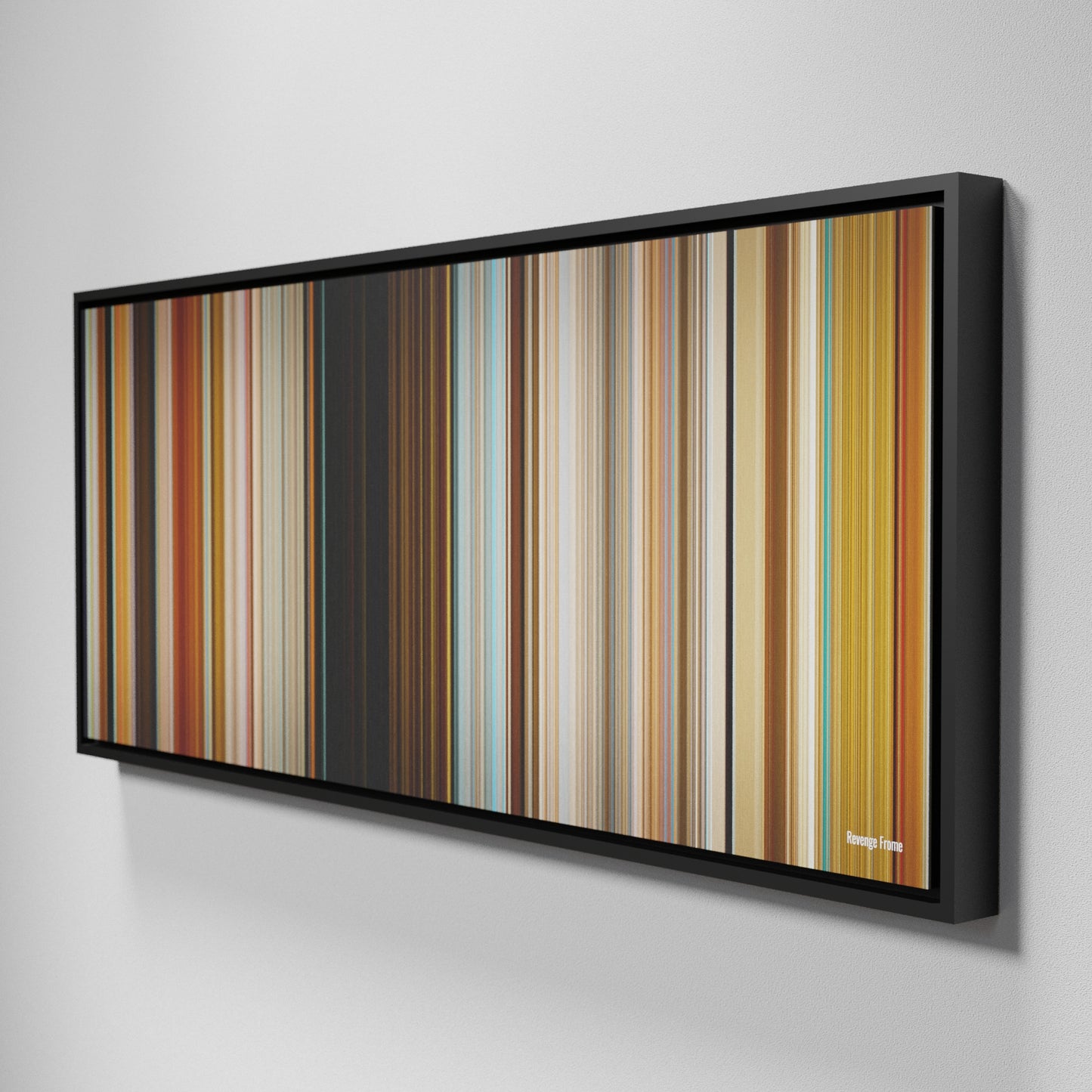 Side view of Framed Buff's of Revenge Frome on the wall