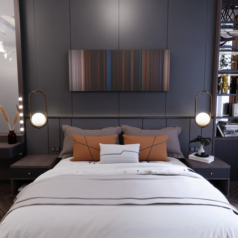 Bedroom interior with Sleepover Frome on the wall