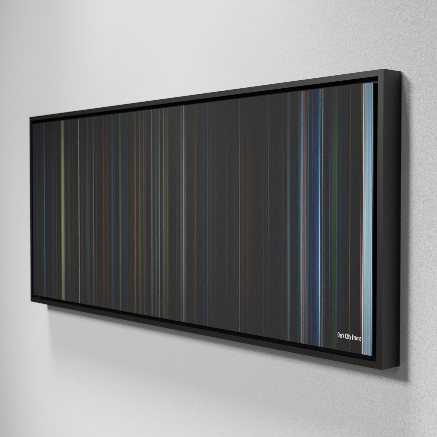 Side view of Framed Buff's of Dark City Frome on the wall