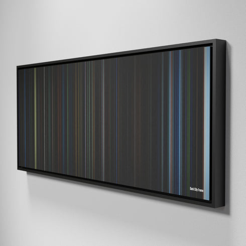 Side view of Framed Buff's of Dark City Frome on the wall