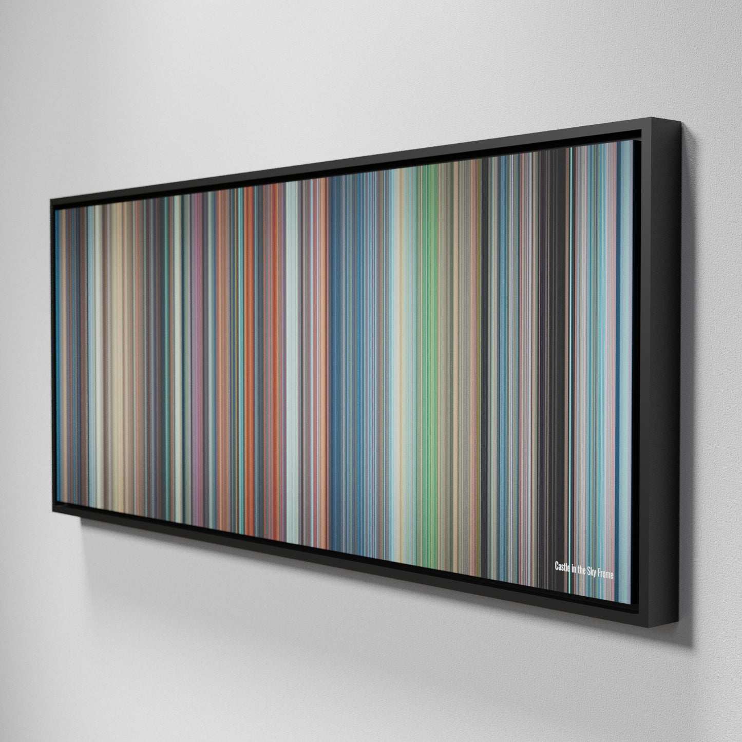 Side view of Framed Buff's of Castle in the Sky Frome on the wall