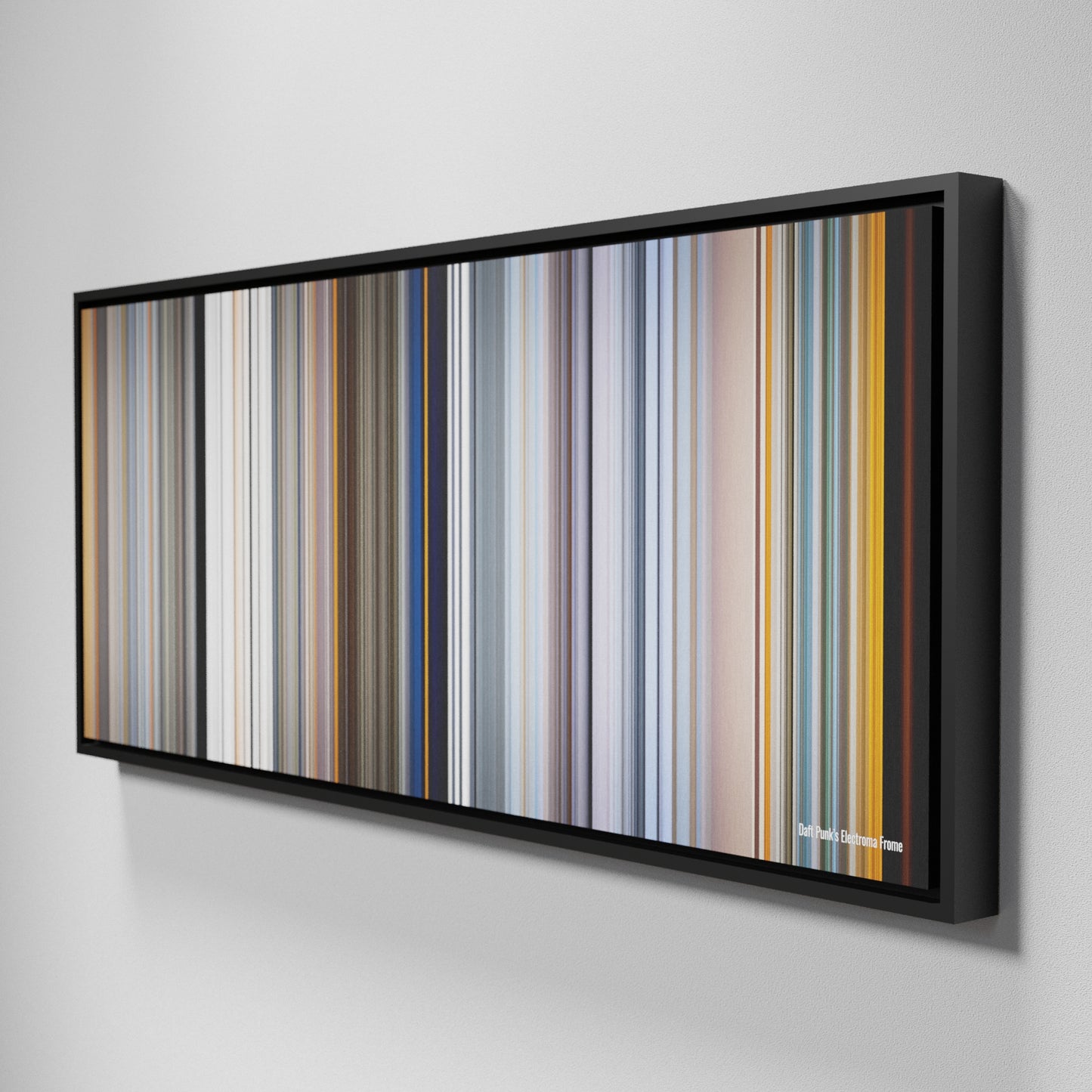 Side view of Framed Buff's of Daft Punk's Electroma Frome on the wall