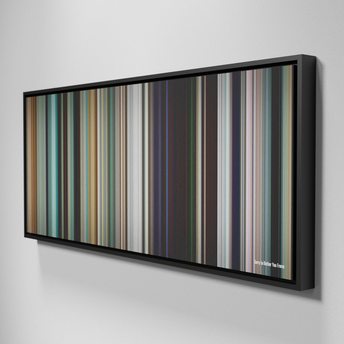 Side view of Framed Buff's of Sorry to Bother You Frome on the wall