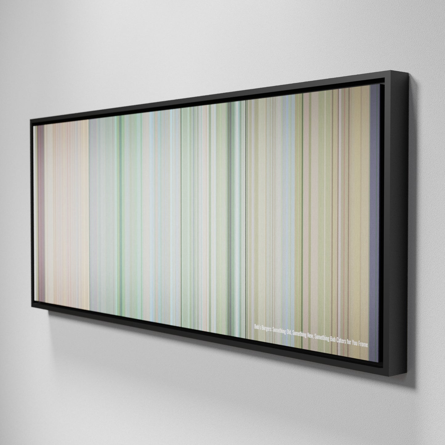 Side view of Framed Buff's of Bob's Burgers: Something Old, Something New, Something Bob Caters for You Frome on the wall