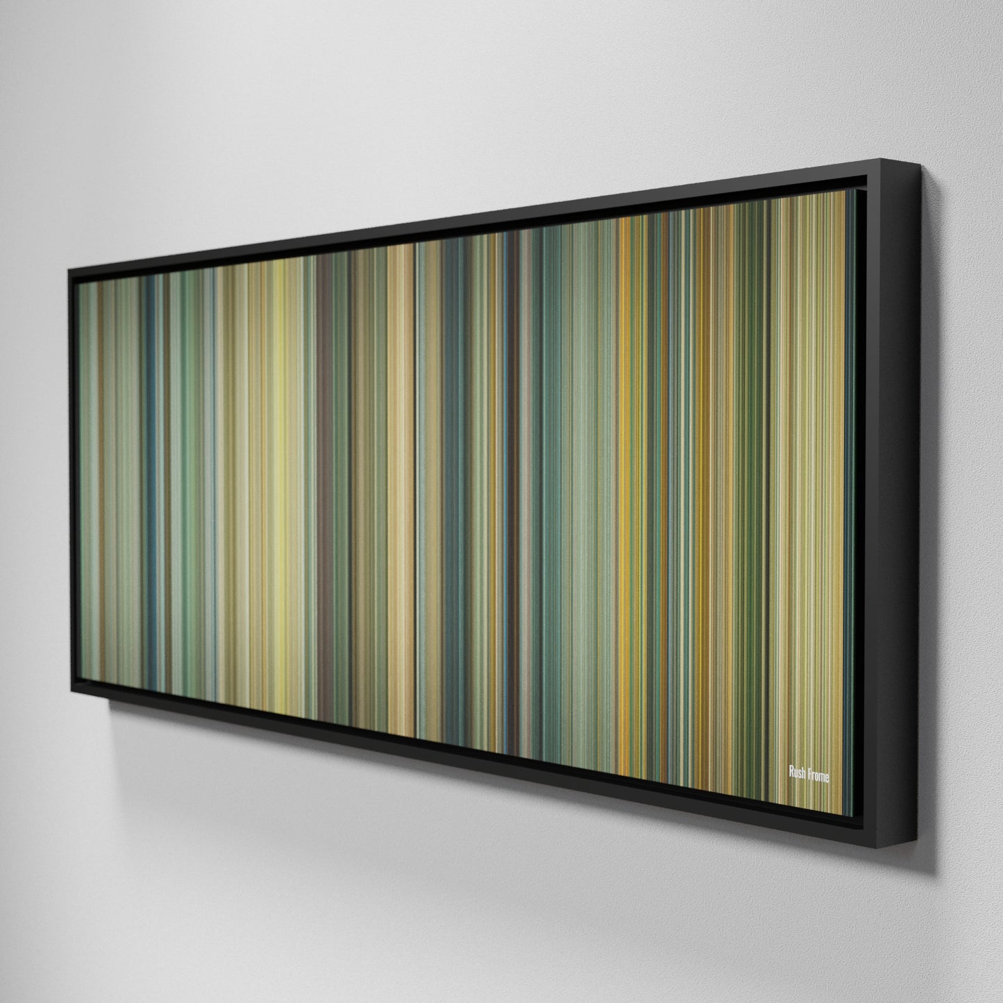 Side view of Framed Buff's of Rush Frome on the wall