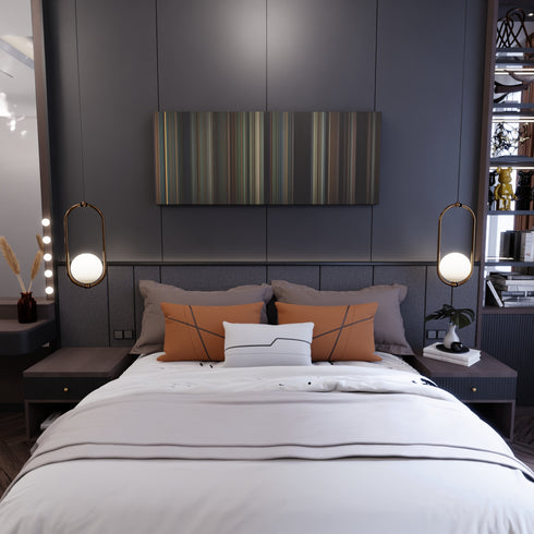 Bedroom interior with The Hundred-Foot Journey Frome on the wall