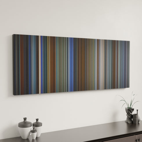Fringe: Pilot canvas art in modern interior - movie color palette