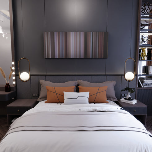 Bedroom interior with To Catch a Thief Frome on the wall